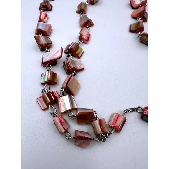 Vintage Rosary Mother of Pearl Style Beads Silver Tone Cross Made in Jerusalem - Picture 2 of 6